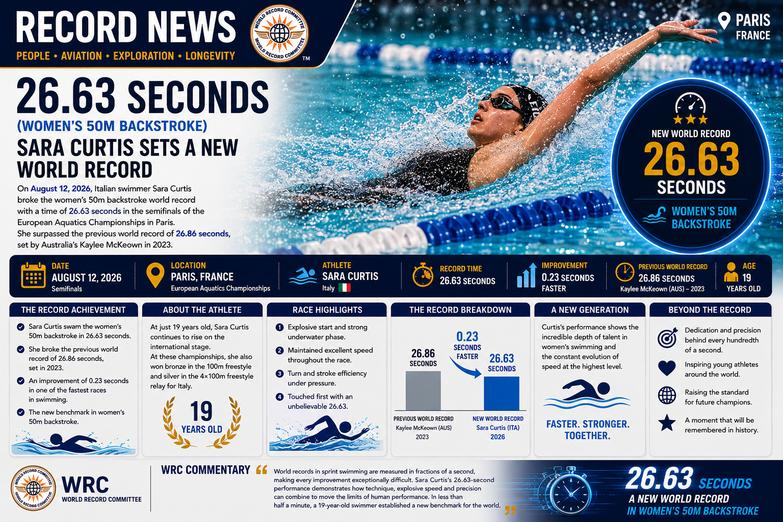 26.63 Seconds-Sara Curtis Breaks the Women's 50m Backstroke World Record