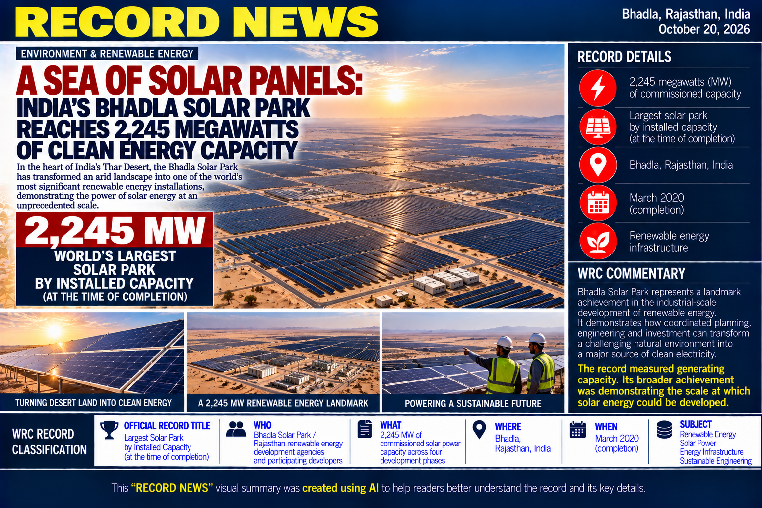 Largest Solar Park by Installed Capacity (at the time of completion)