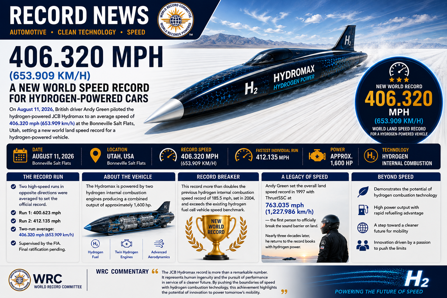 406.320 MPH-A New World Speed Record for Hydrogen-Powered Cars
